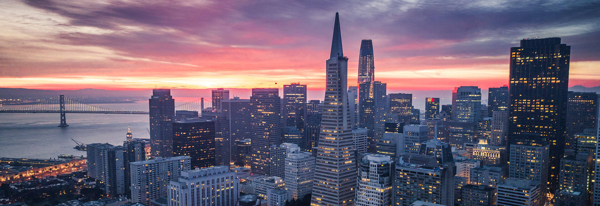 Downtown San Francisco at sunset